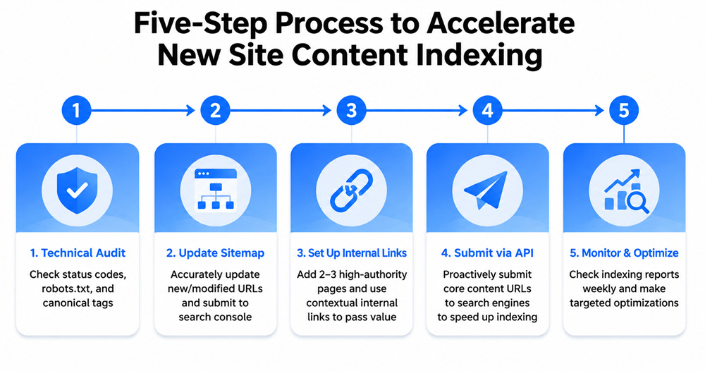 The 5-Step Standard Indexing Acceleration Process for New Sites and New Content The 5-Step Standard Indexing Acceleration Process for New Sites and New Content