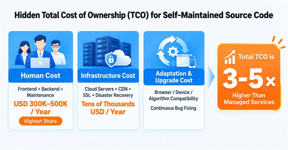 The Hidden Cost (TCO) Structure of Self-Maintained Source Code
