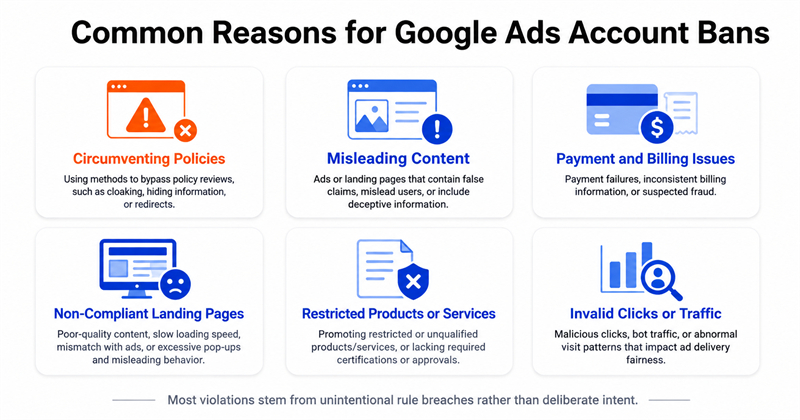 Six Common Suspension Reasons for Google Ads Accounts
